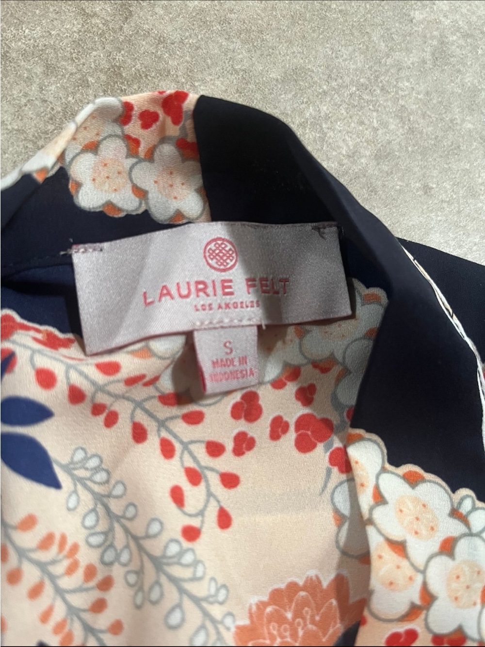 Navy blue/ Orange Floral Open-Front Kimono Cardigan - size S Boho cottagecore - Picture 10 of 10